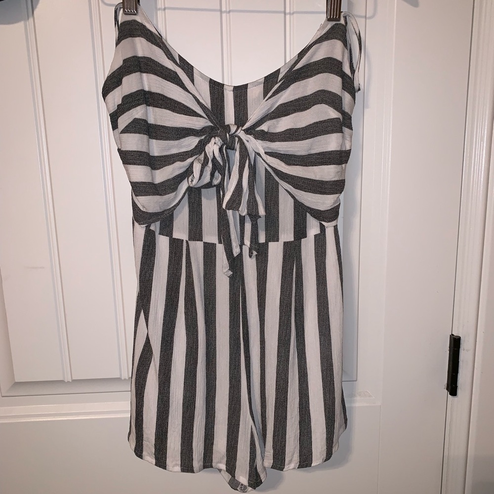 Grey and white romper